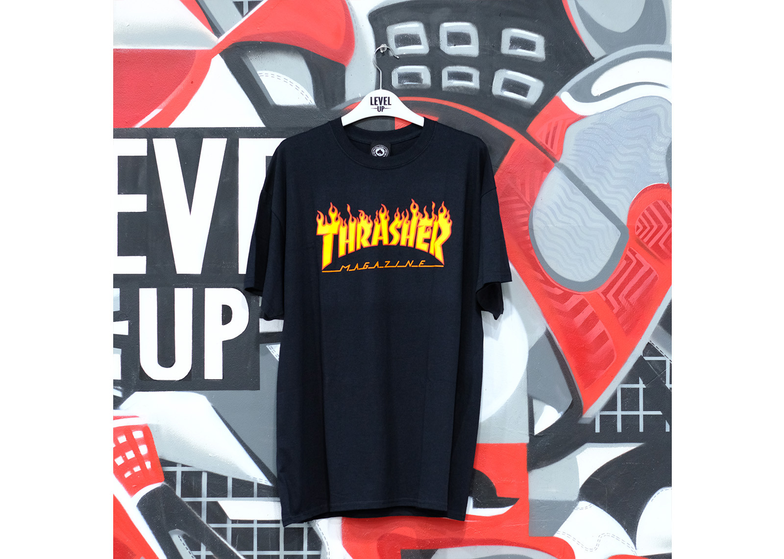 THRASHER FLAME BLACK TEE image 1