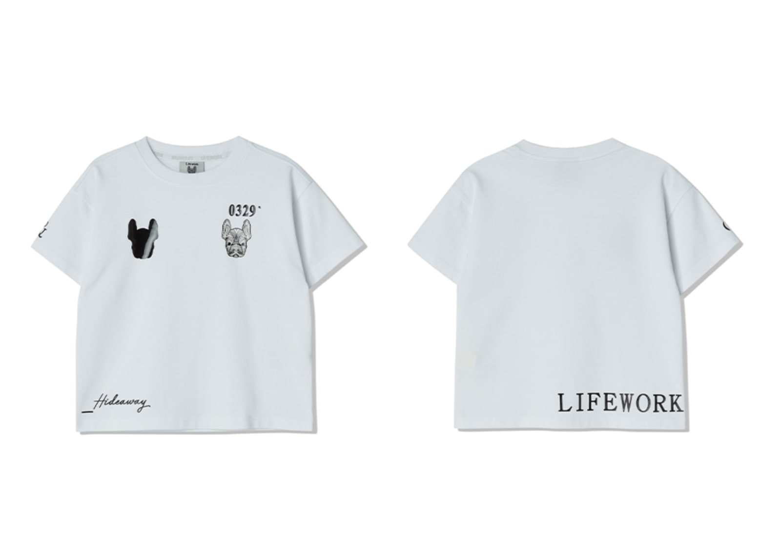 LIFEWORK KOREA DOUBLE LADOK SHORT SLEEVED T-SHIRT + SHORT PANTS WHITE KIDS (SETUP) image 2