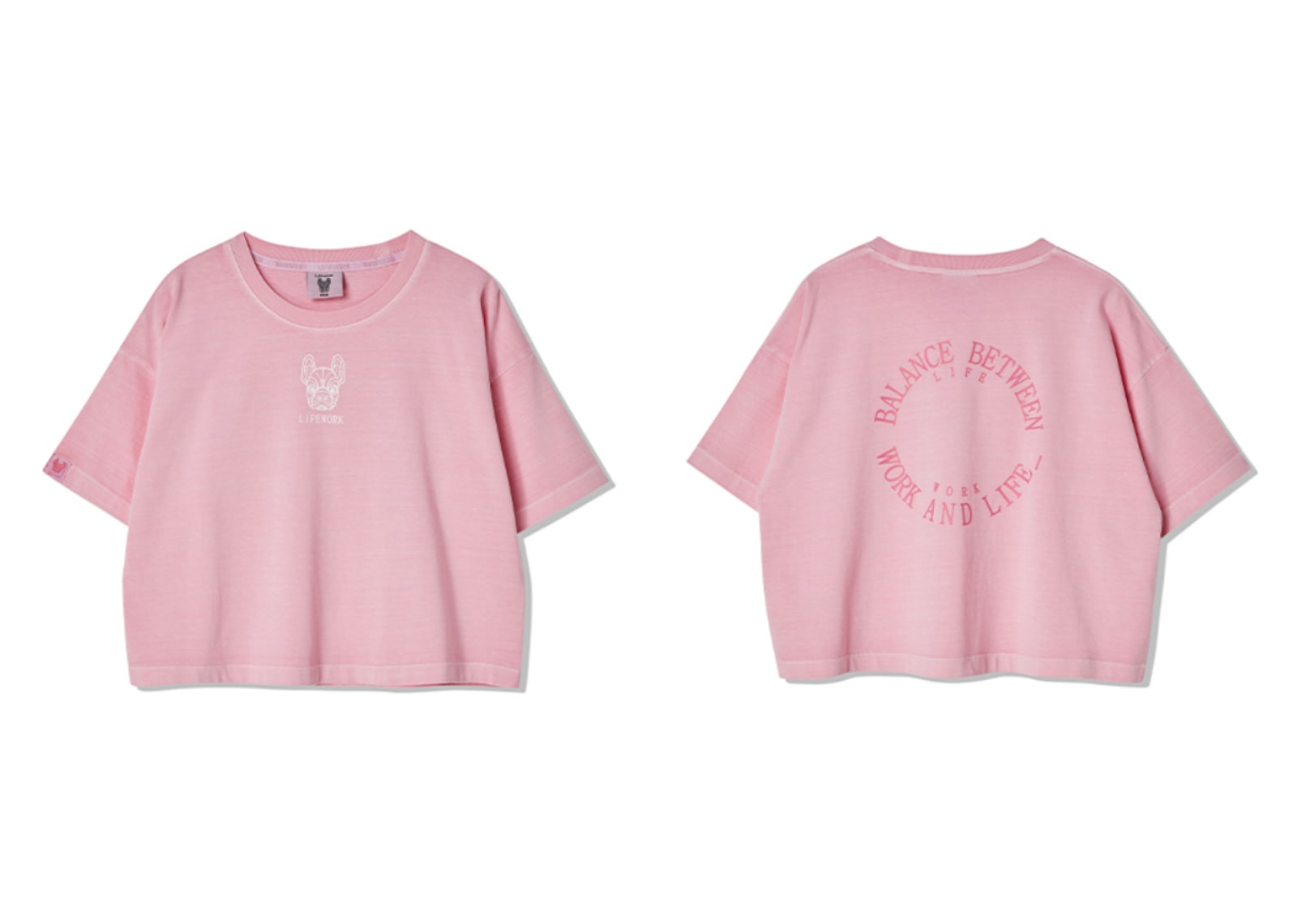 LIFEWORK KOREA LADOK LOGO PIGMENT SHORT SLEEVED T-SHIRT + SHORT PANTS PINK (SETUP) image 2