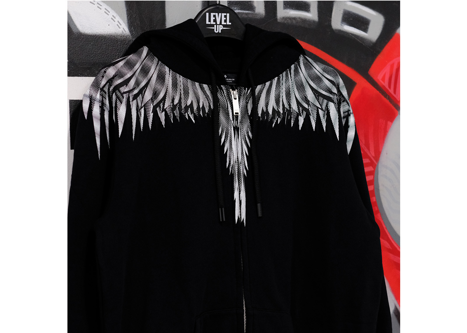 MARCELO BURLON SHARP WINGS REGULAR ZIP HOODIE BLACK WHITE image 3