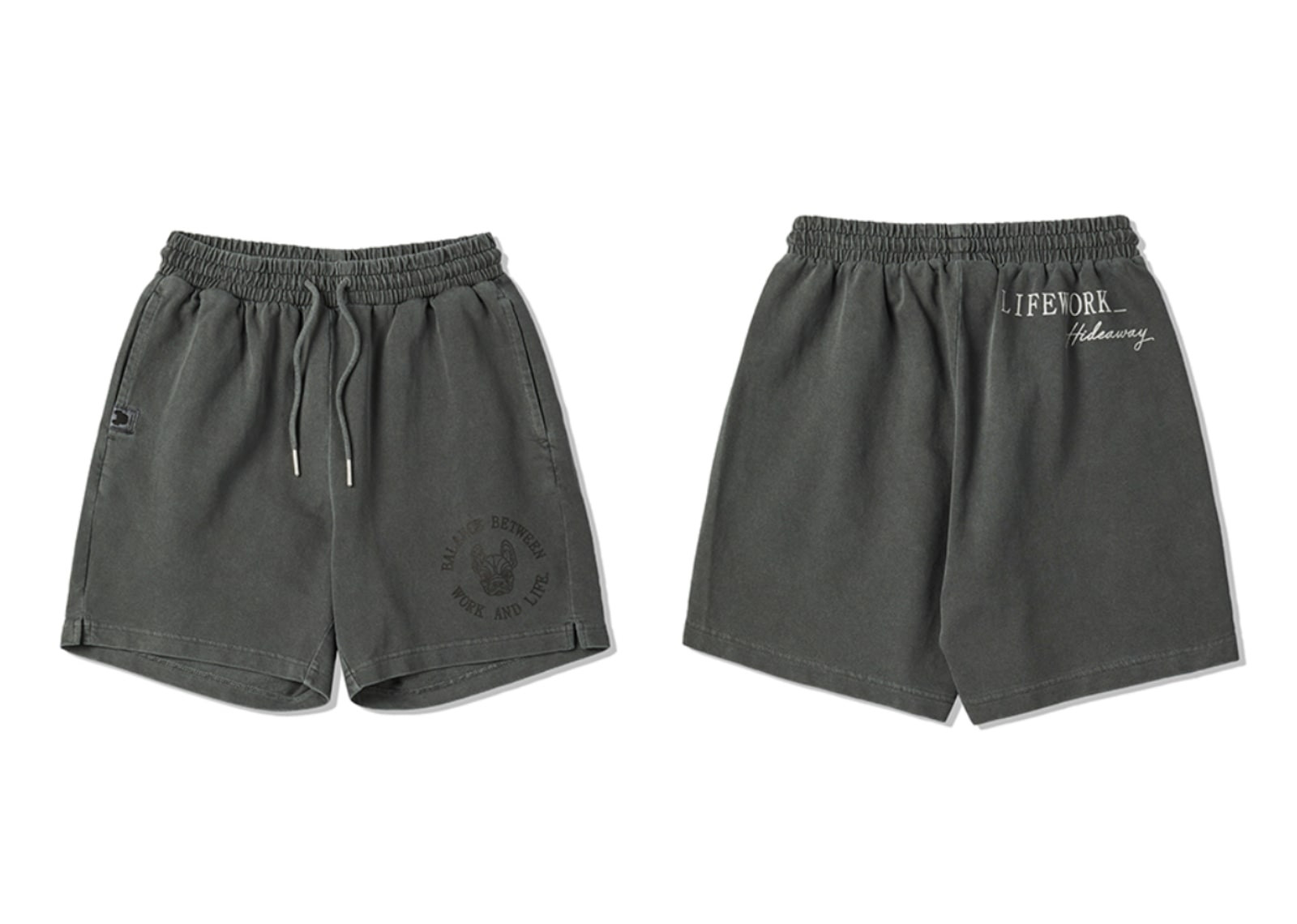 Lifework Korea Ladok Logo Pigment Short Sleeved T-Shirt + Short Pants Charcoal Grey(SETUP) image 3