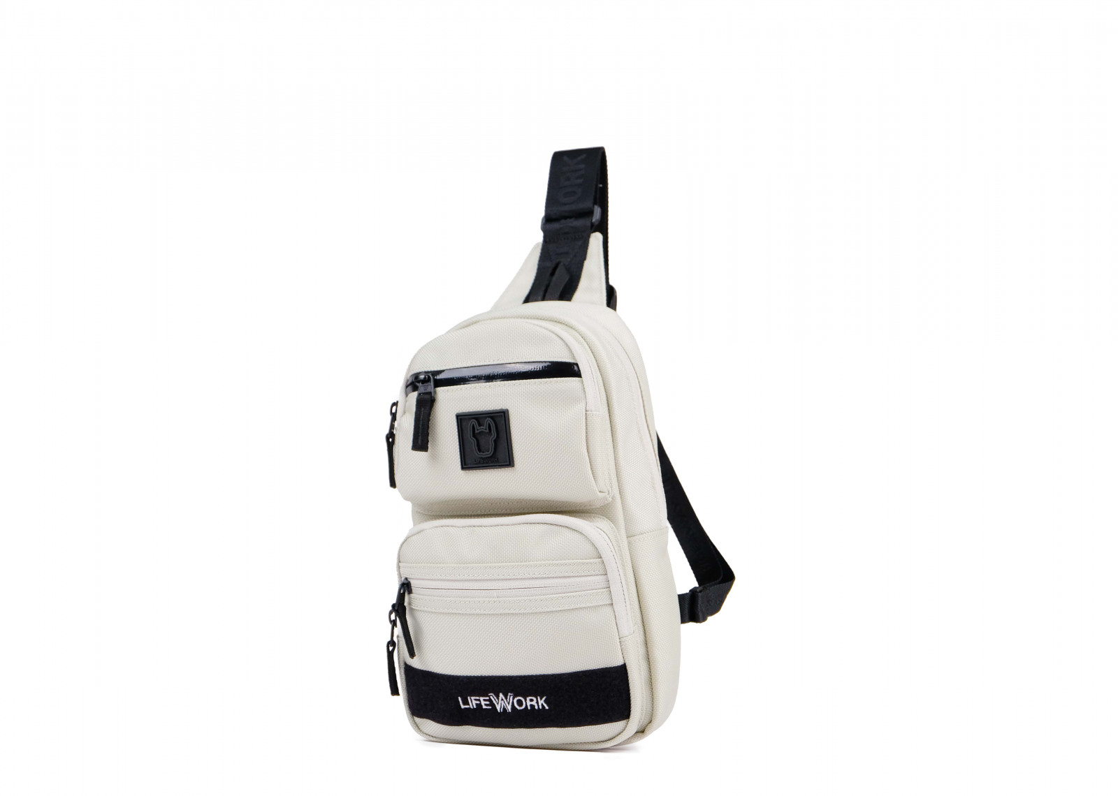 LIFEWORK KOREA SQUARE WAFFEN TWO POCKET SLINGBAG LIGHT GREY image 1
