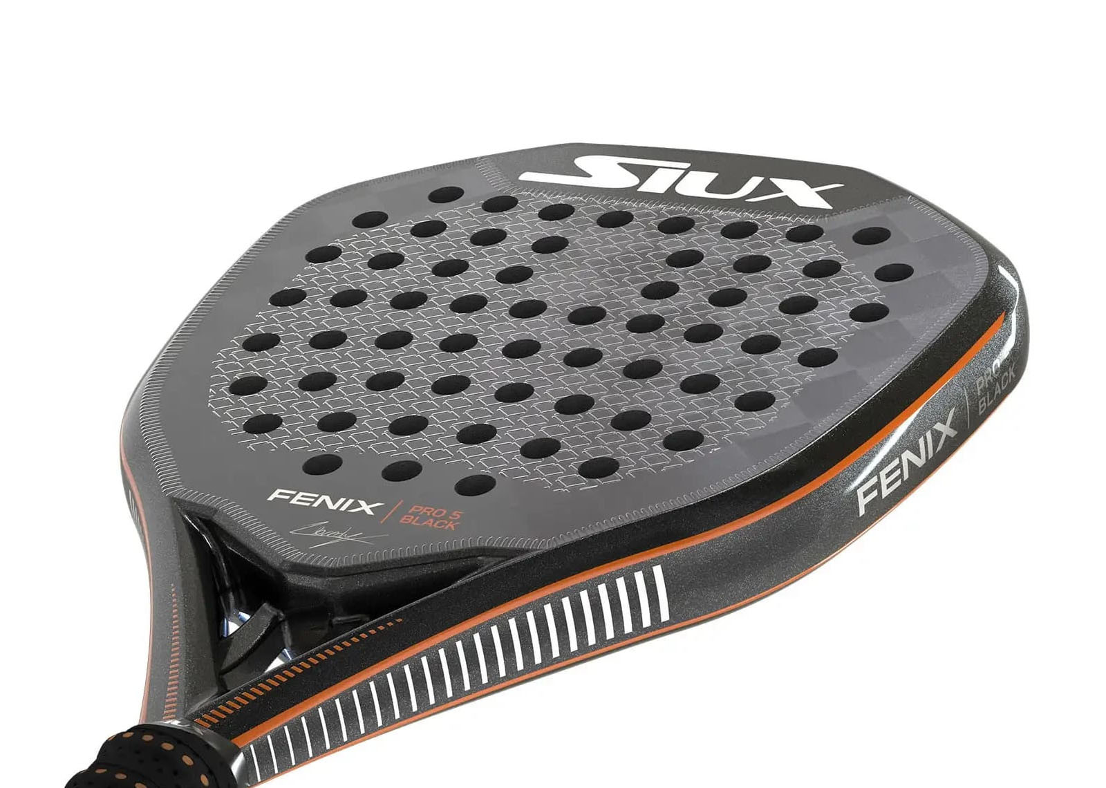 SIUX FENIX PRO 5 BLACK BY LEONARDO AUGSBURGUER PADEL RACKET 2025 image 3