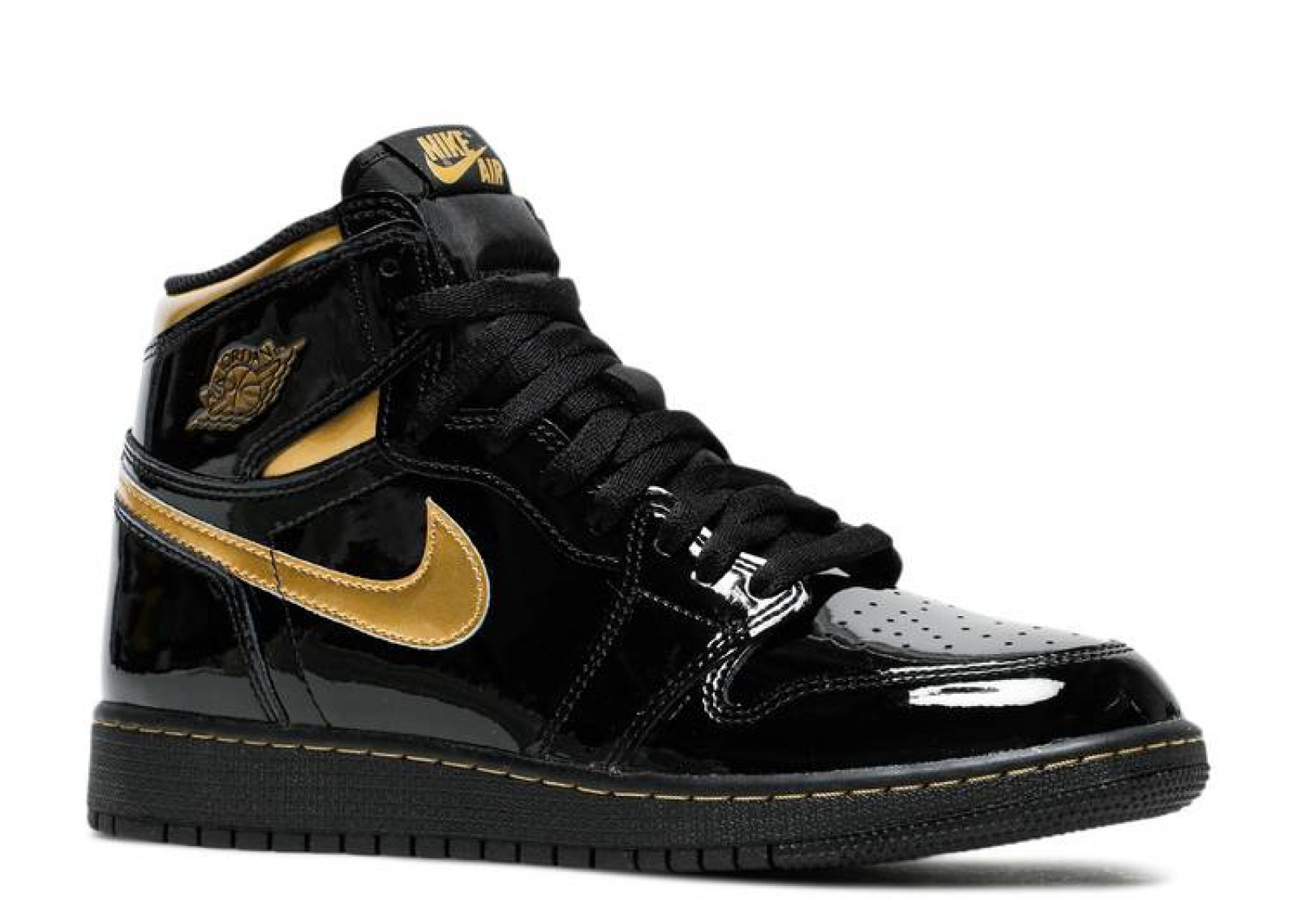 AIR JORDAN 1 HIGH RETRO OG BLACK GOLD PATENT image 2