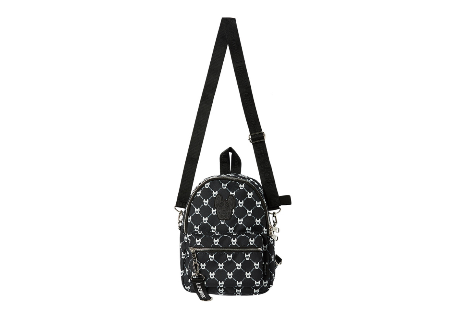 Lifework korea Patch Zip Closure Backpack Mini Pattern Black image 4