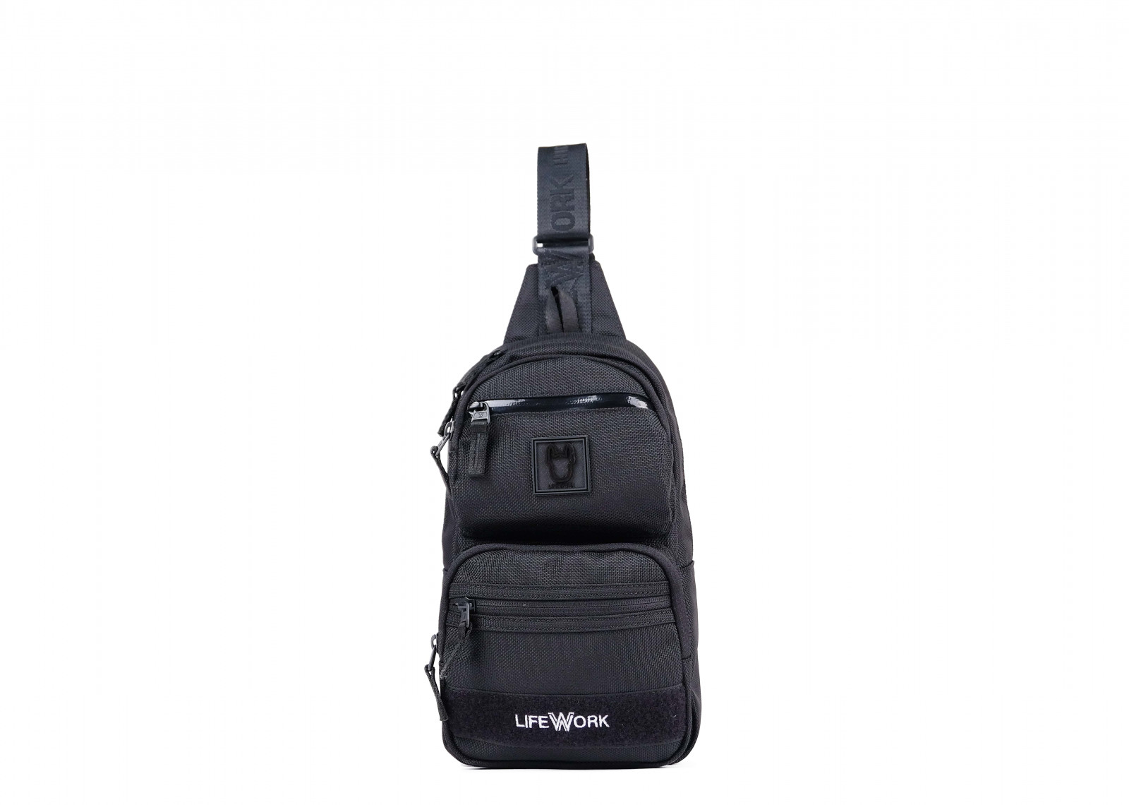 LIFEWORK KOREA SQUARE WAFFEN TWO POCKET SLINGBAG BLACK image 1