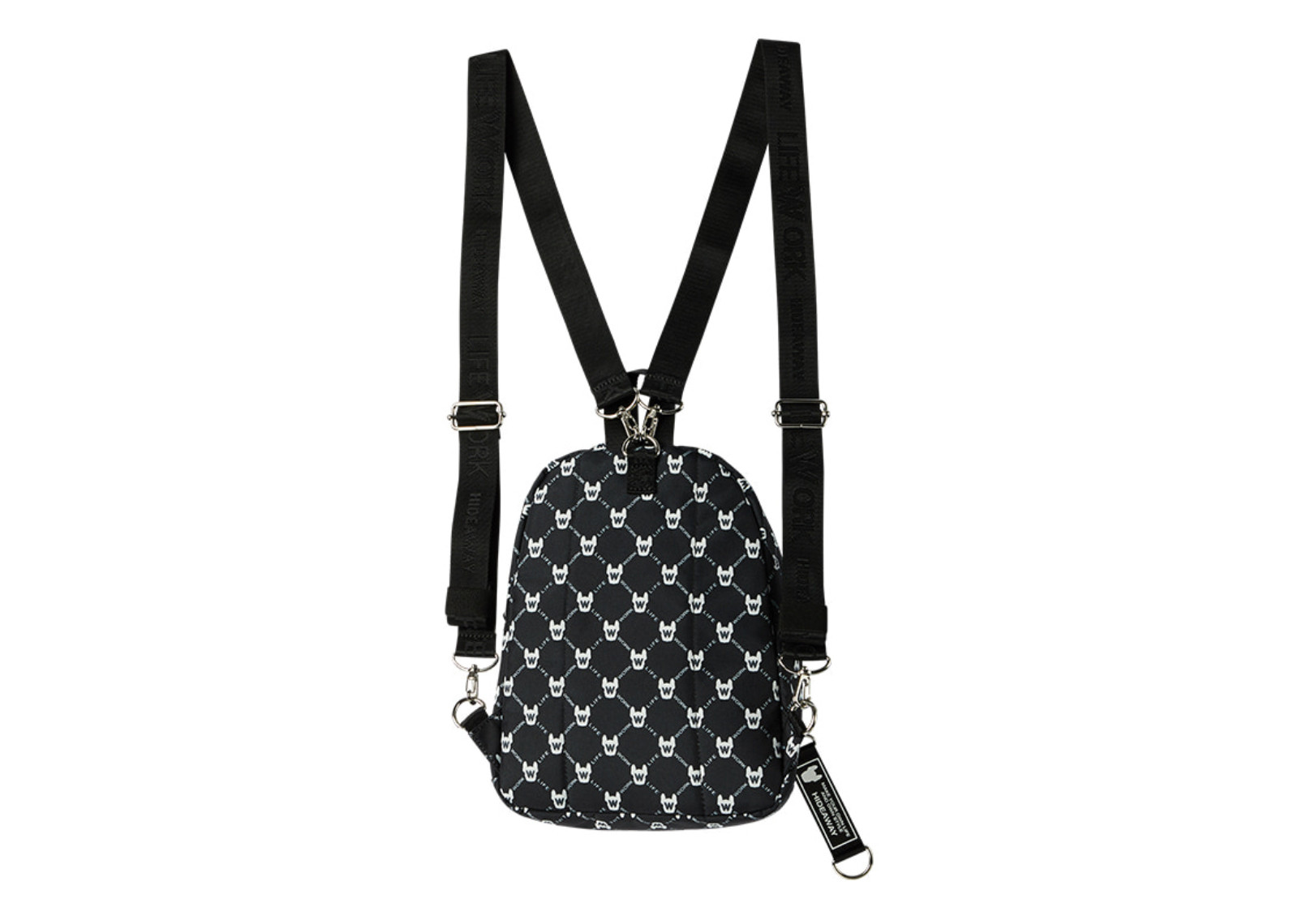 Lifework korea Patch Zip Closure Backpack Mini Pattern Black image 3