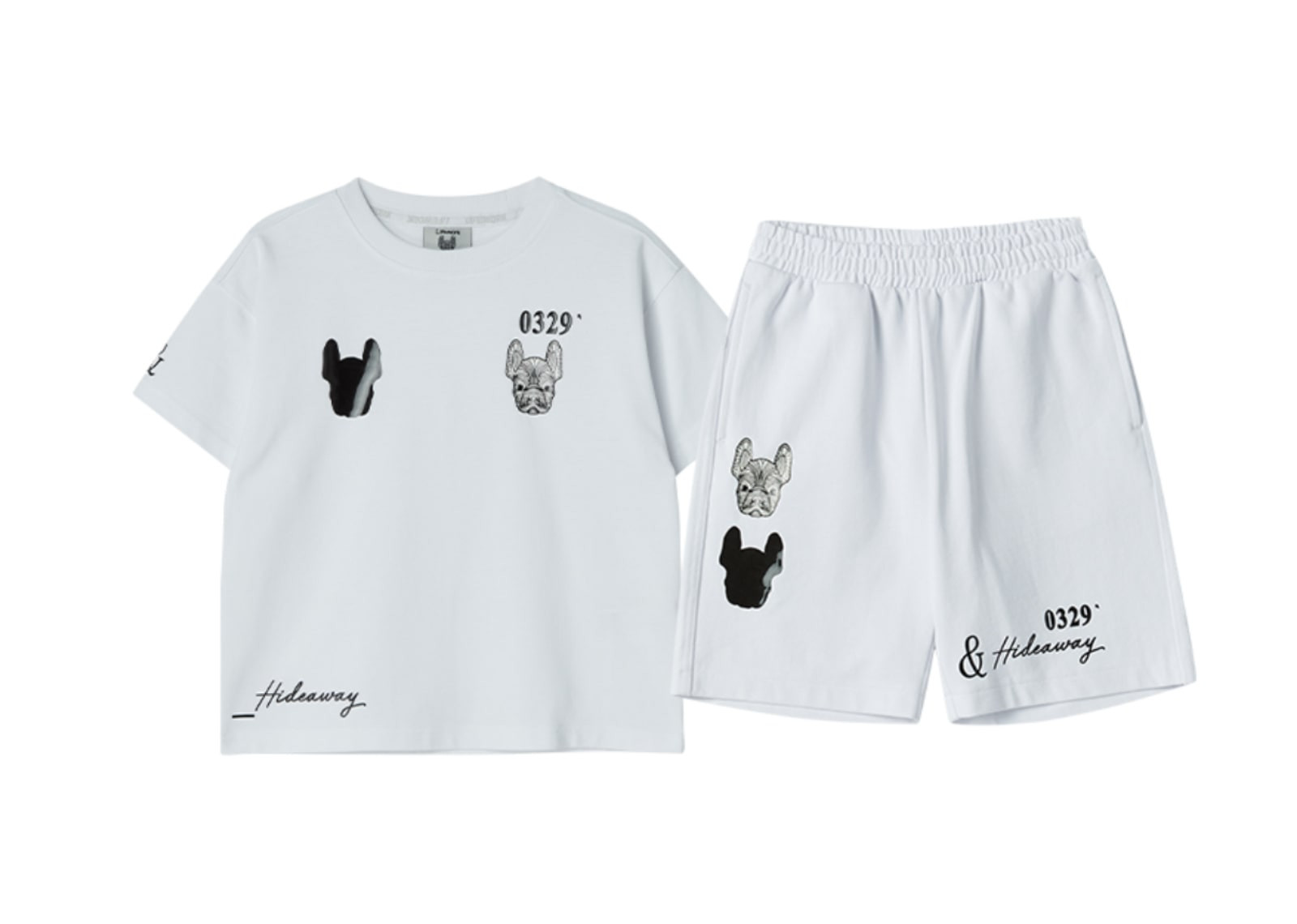 LIFEWORK KOREA DOUBLE LADOK SHORT SLEEVED T-SHIRT + SHORT PANTS WHITE KIDS (SETUP) image 1