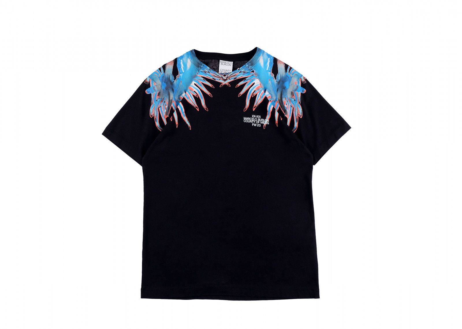 MARCELO BURLON SEA SNAIL BASIC T-SHIRT BLACK LIGHT BLUE image 1