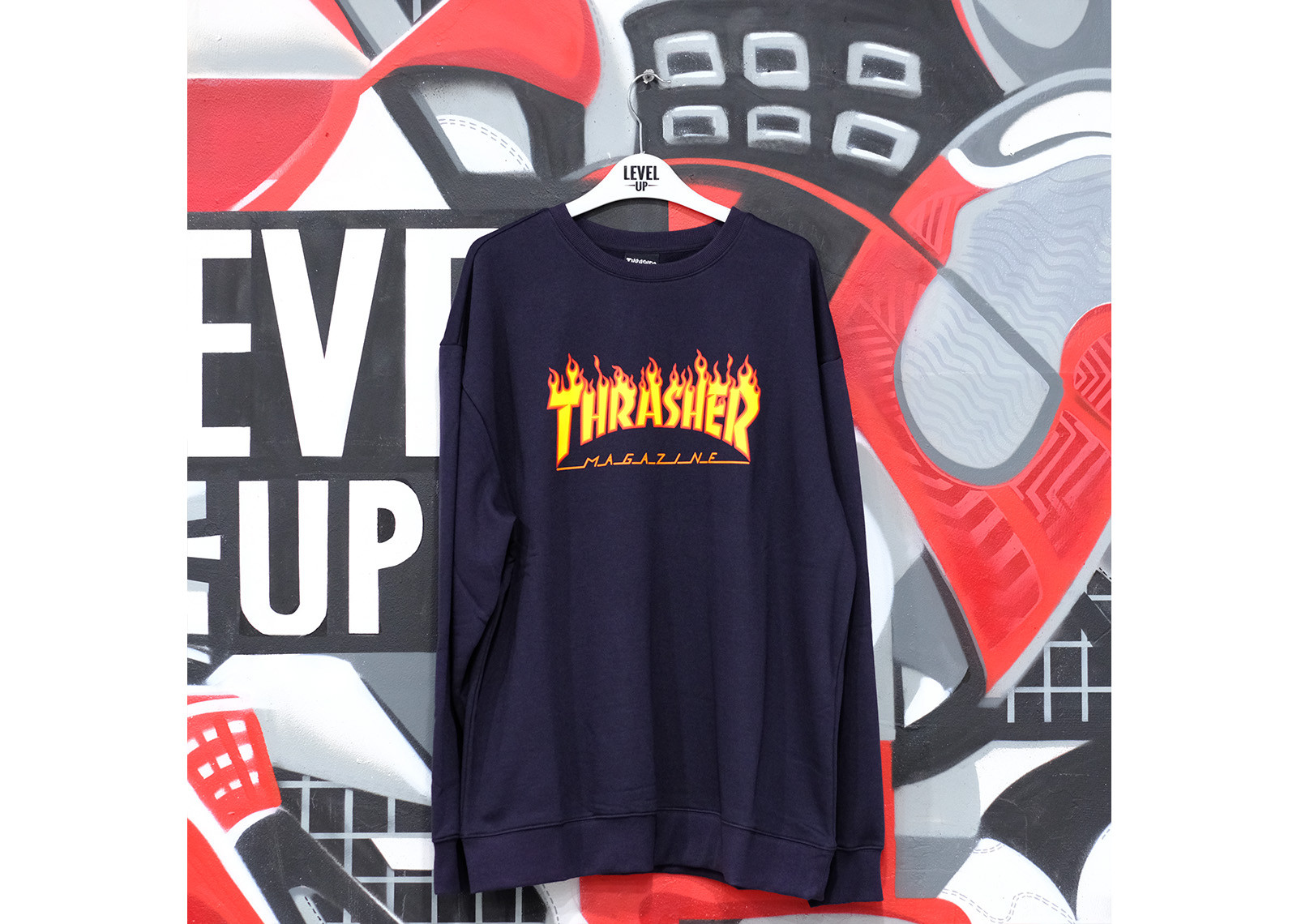 THRASHER FLAME NAVY CREWNECK image 1