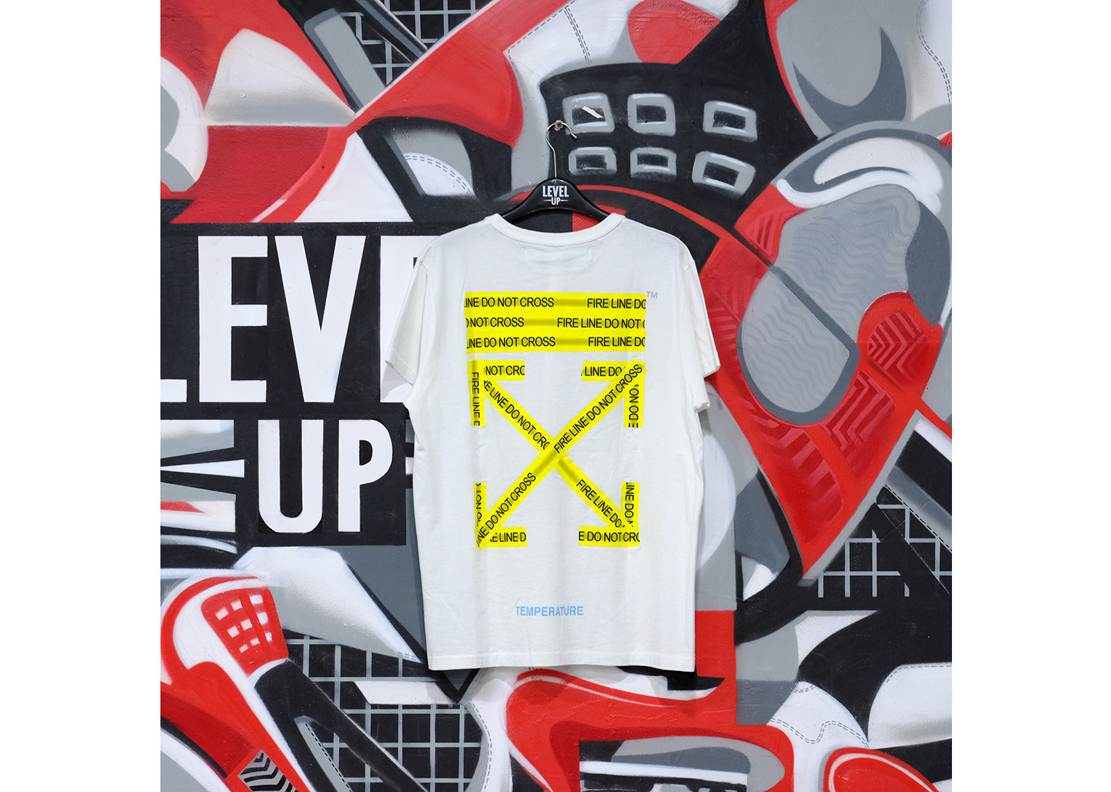 Off white tee fire hotsell