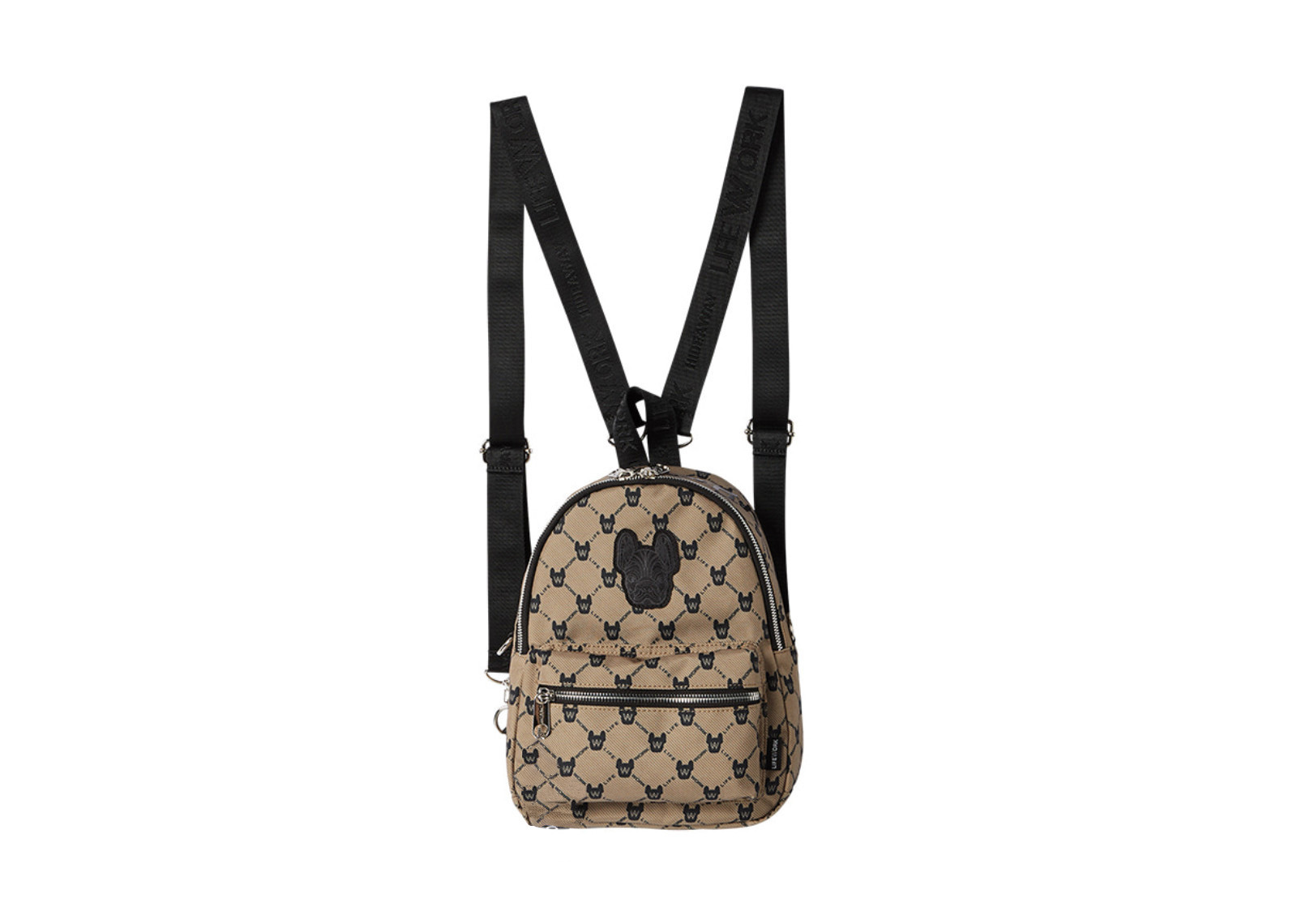 LIFEWORK KOREA PATCH ZIP CLOSURE BACKPACK MINI PATTERN BEIGE image 2