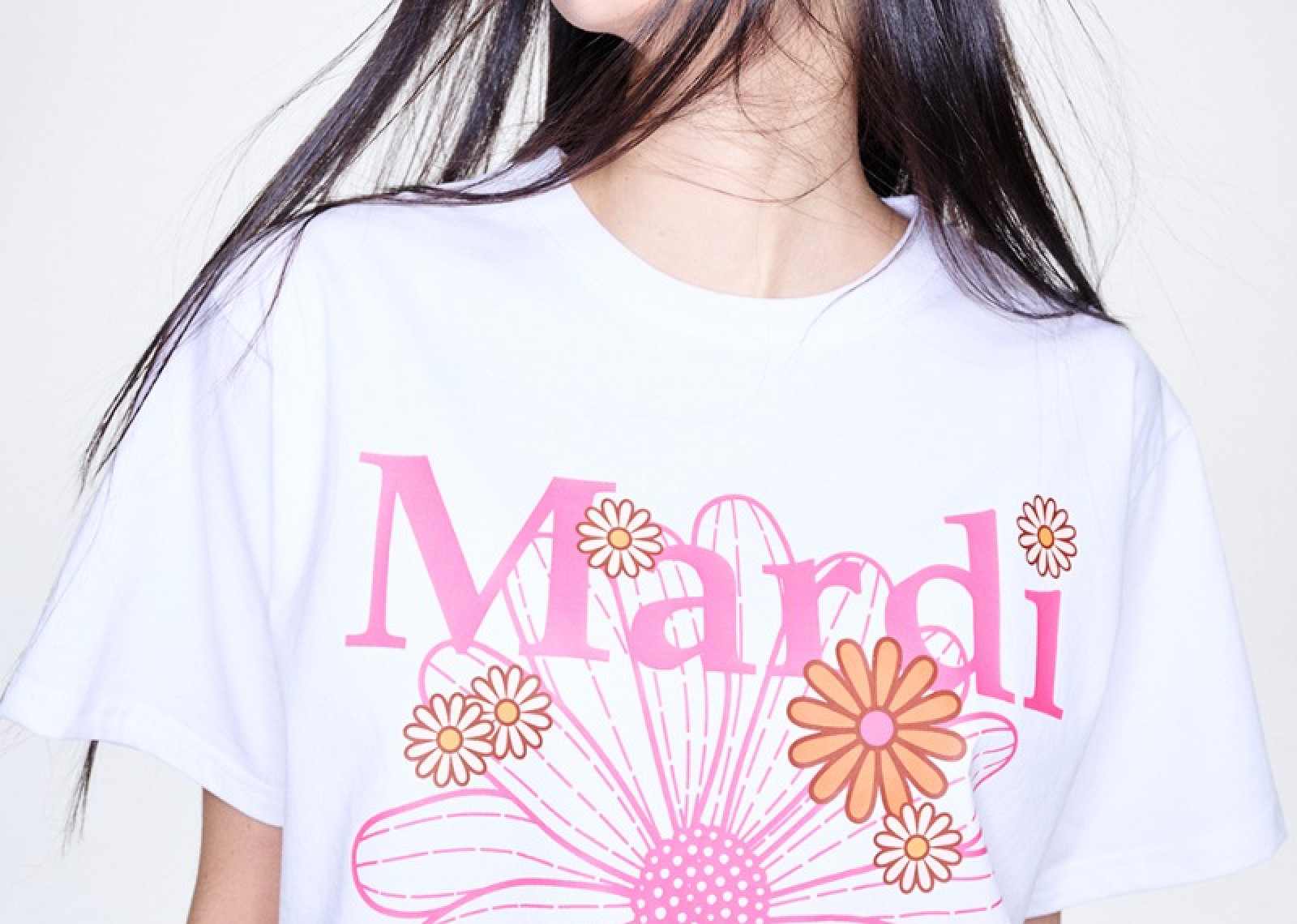 MARDI KOREA  FLOWER MARDI BLOSSOM WHITE PINK TEE image 1
