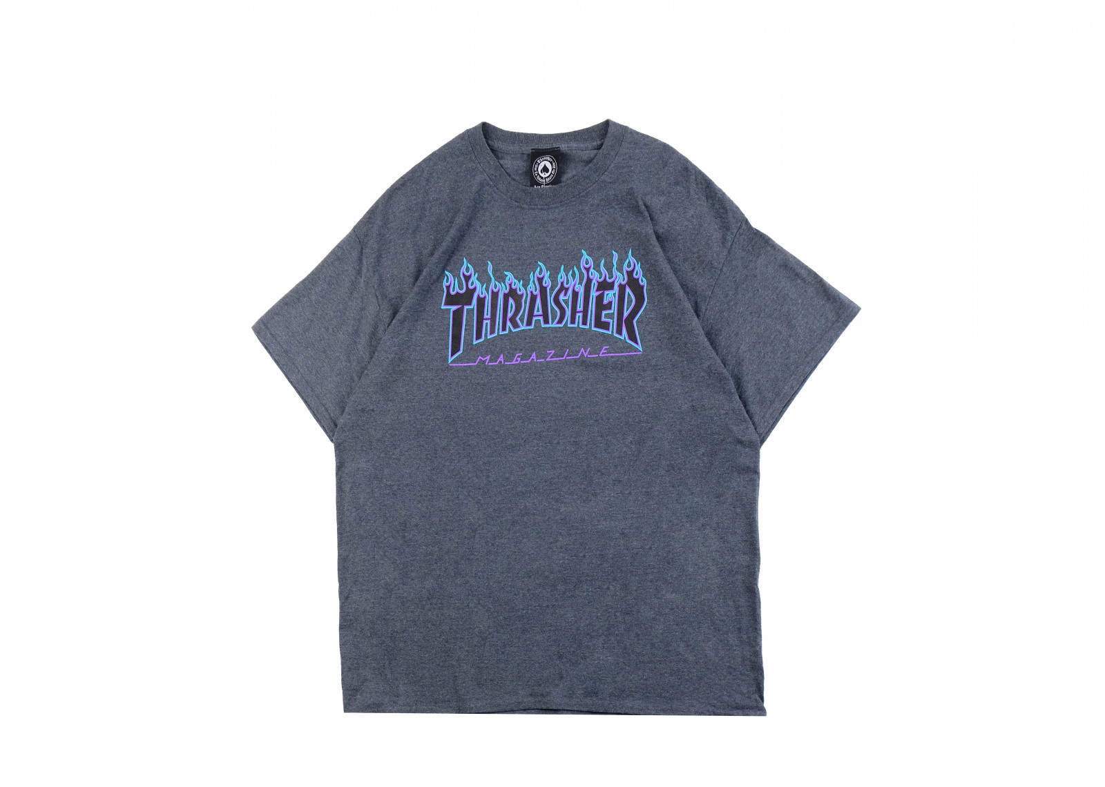 THRASHER FLAME DARK HEATHER GREY TEE image 1
