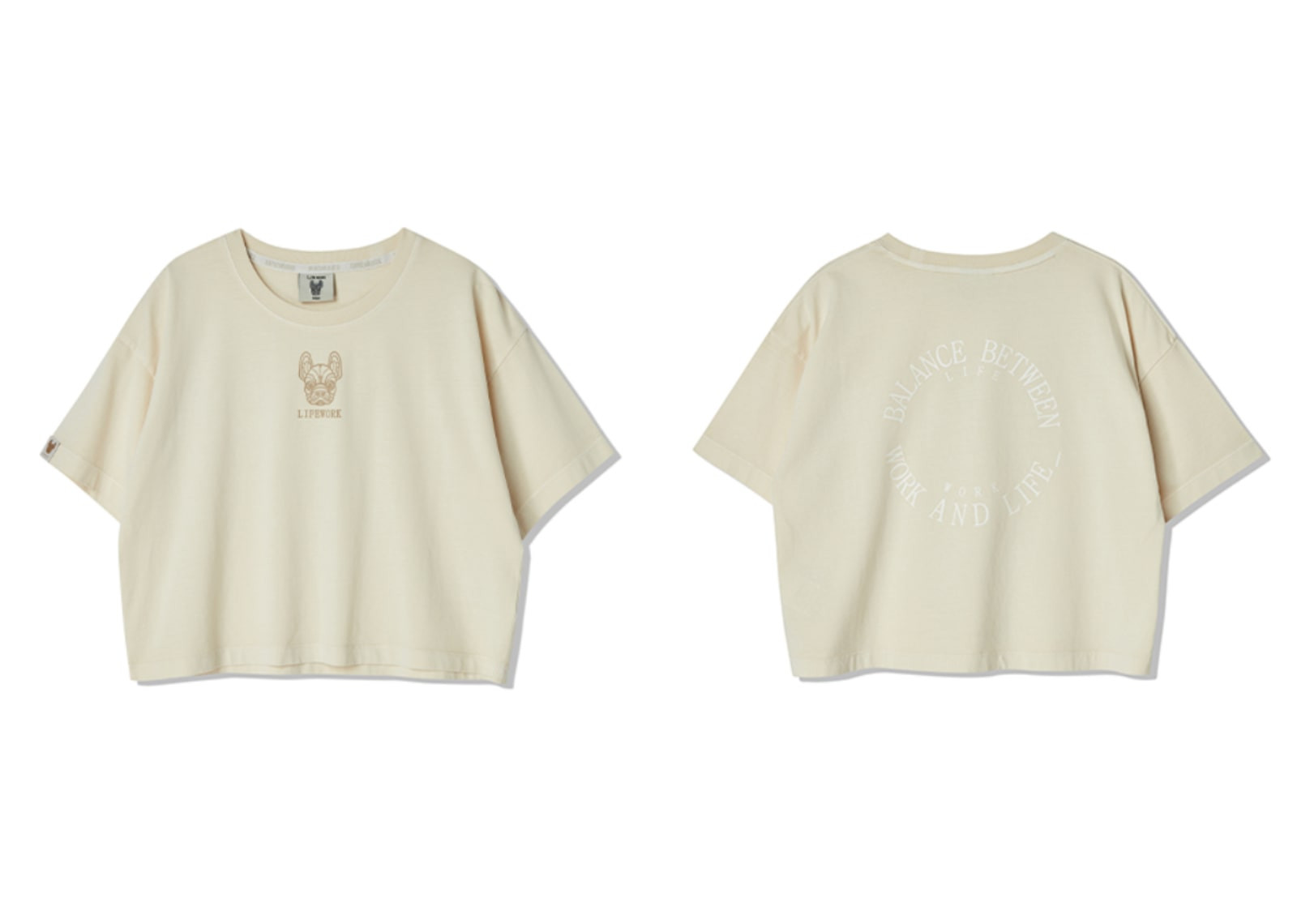 LIFEWORK KOREA LADOK LOGO PIGMENT SHORT SLEEVED T-SHIRT + SHORT PANTS SAND (SETUP) image 2