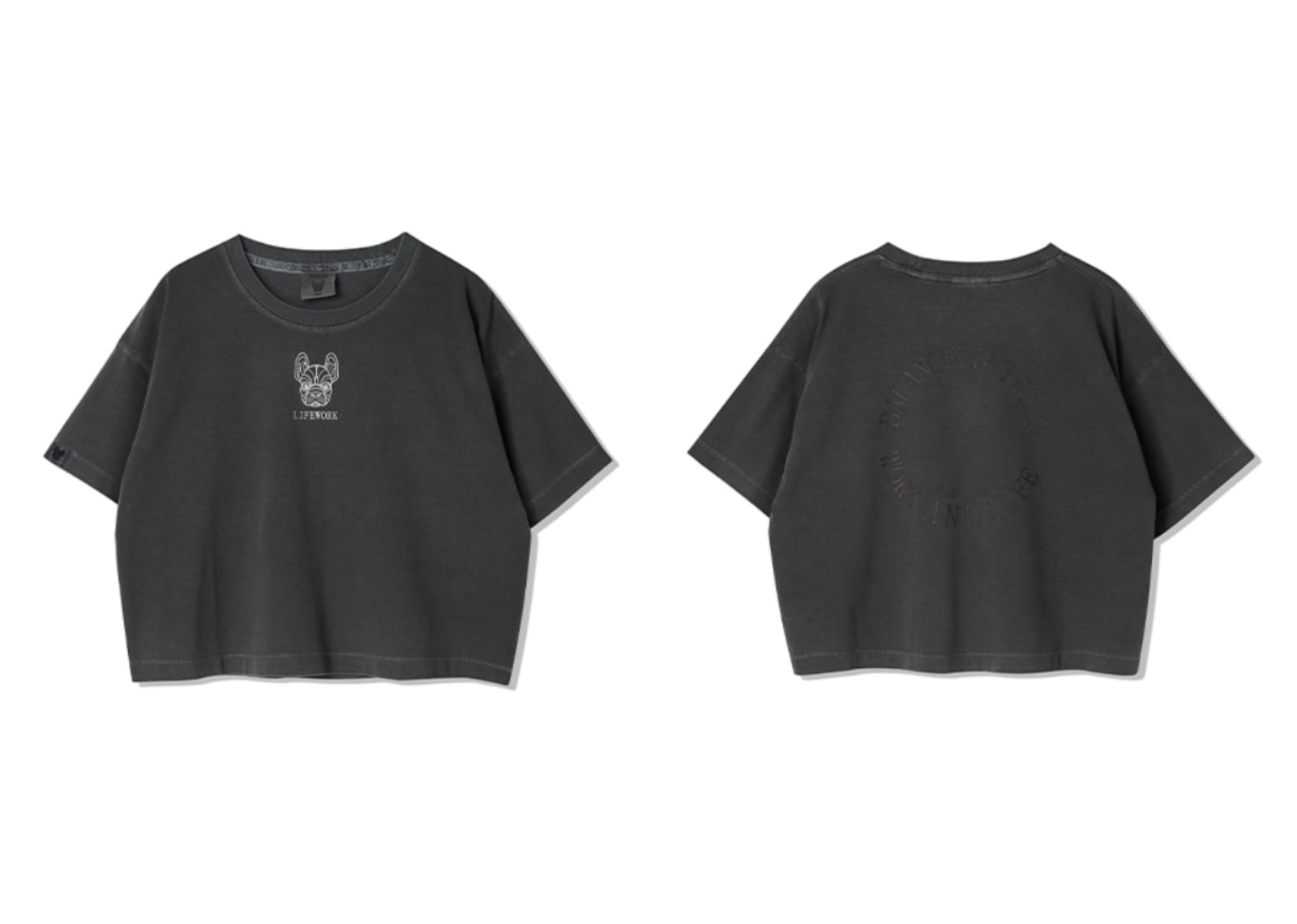 Lifework Korea Ladok Logo Pigment Short Sleeved T-Shirt + Short Pants Charcoal Grey(SETUP) image 2