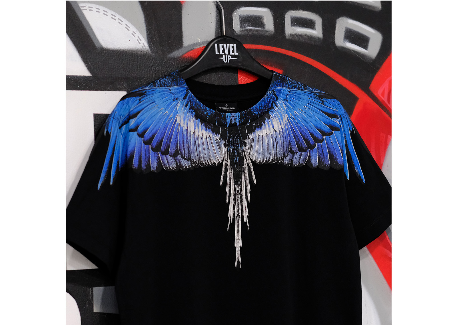 MARCELO BURLON WINGS BASIC T-SHIRT BLACK BLUE | Up