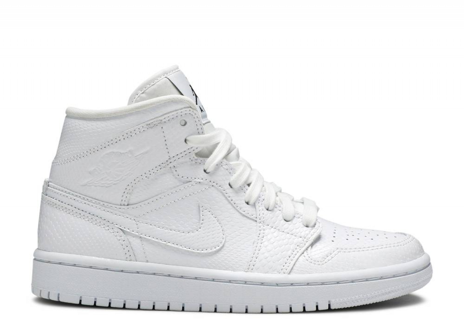 AIR JORDAN 1 MID TRIPLE WHITE SNAKESKIN (W) image 1