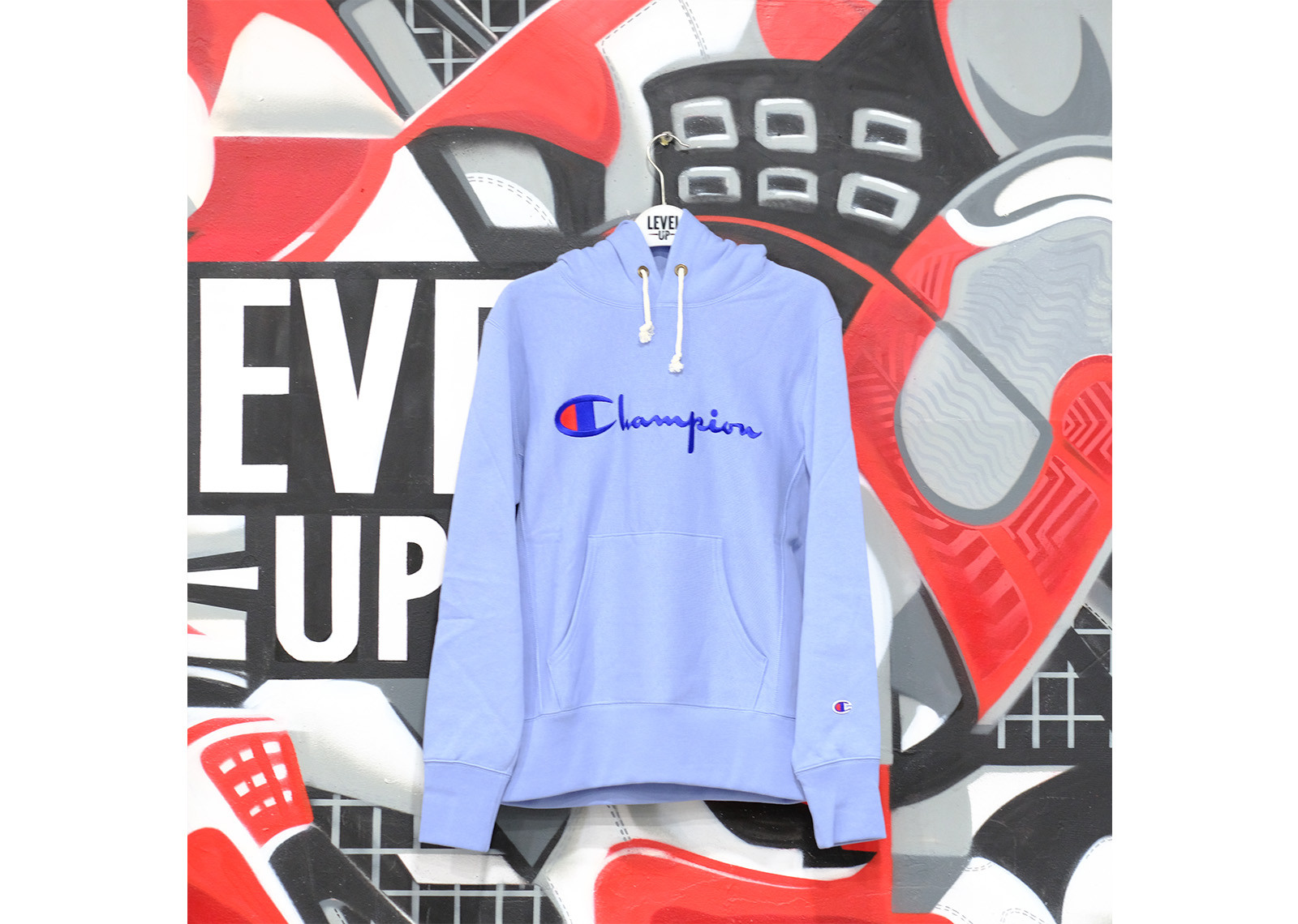 CHAMPION REVERSE WEAVE BLUE HOODIE | Level Up