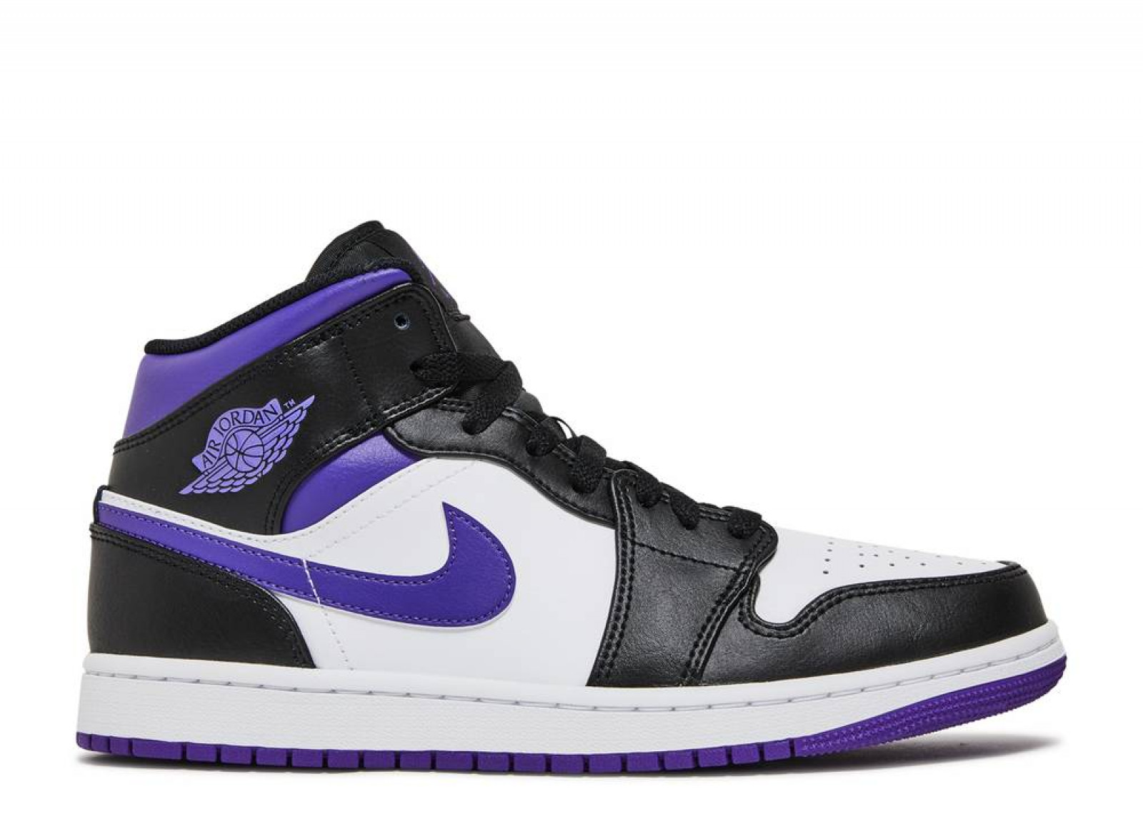 AIR JORDAN 1 MID BLACK WHITE PURPLE image 1