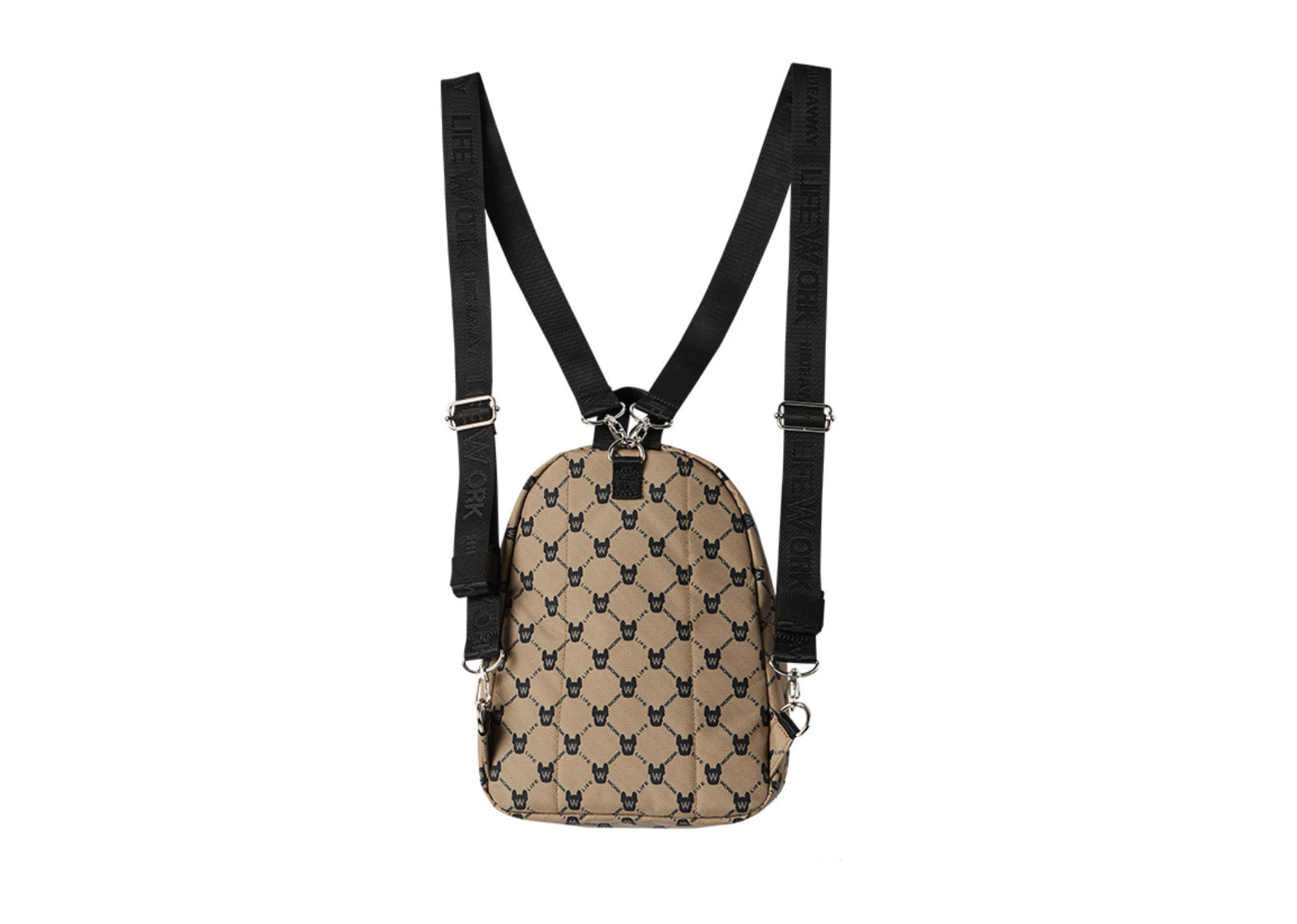 LIFEWORK KOREA PATCH ZIP CLOSURE BACKPACK MINI PATTERN BEIGE image 3