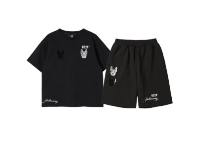 Lifework Korea Double Ladok Short Sleeved T-Shirt + Short Pants Black Kids (SETUP)