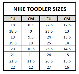 size chart jordan 1