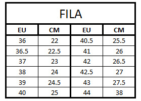 Fila Disruptor 2 Size Chart