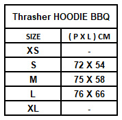 Thrasher Tee Size Chart