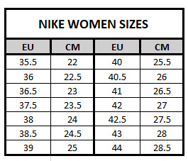 nike air max size guide